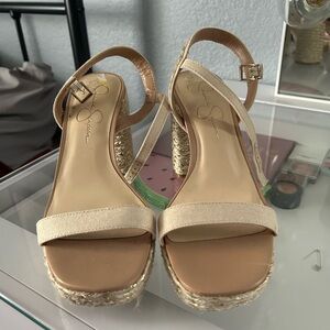 Jessica Simpson Cream Wedge Sandals